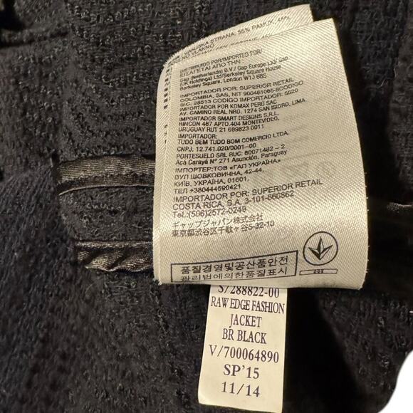 Banana Republic Black Raw Edge Open Front Professional Blazer Size 14 - Picture 7 of 11